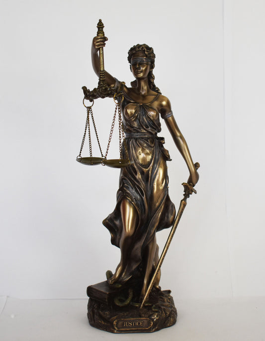 Themis Justitia - Greek Roman Goddess of Divine Law and Order, Fairness, Natural Law and Custom - Mythology - Cold Cast Bronze Resin