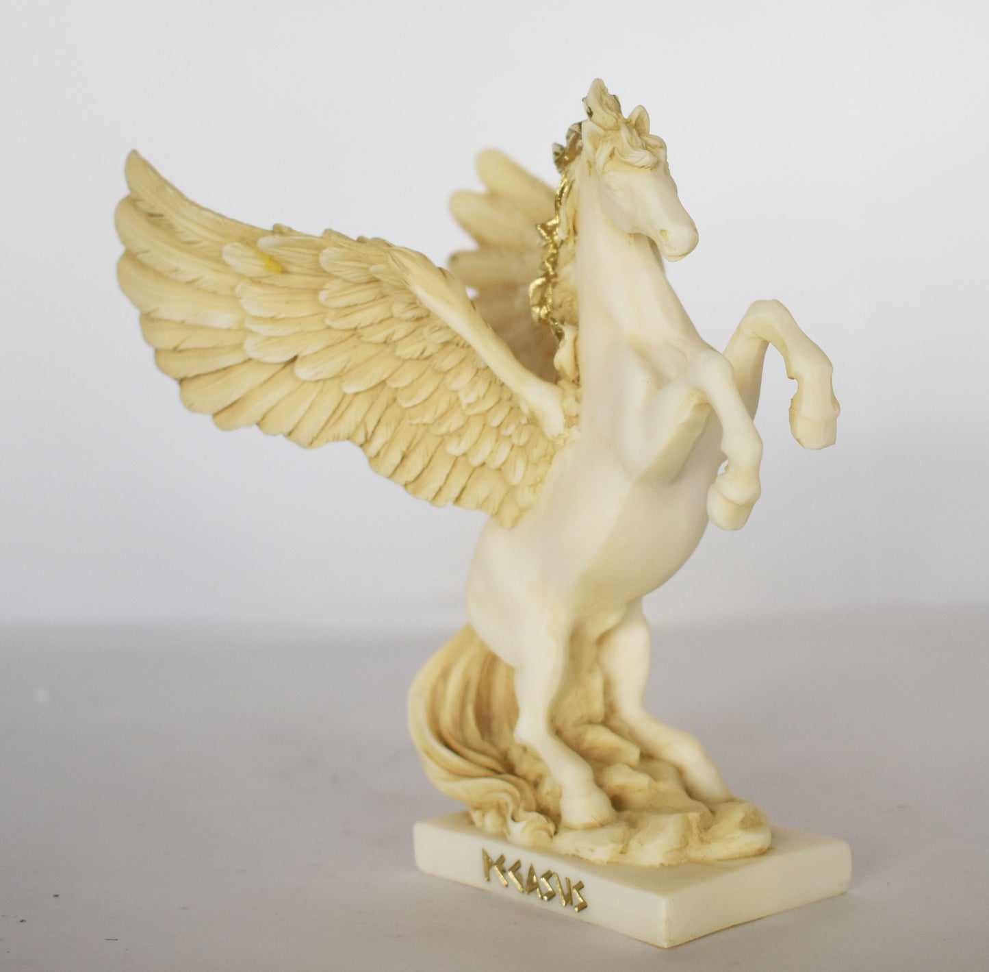 Pegasus - Mythical Immortal Winged Divine Horse - Bellerophon defeats Chimera - Constellation - Aged Alabaster Statue