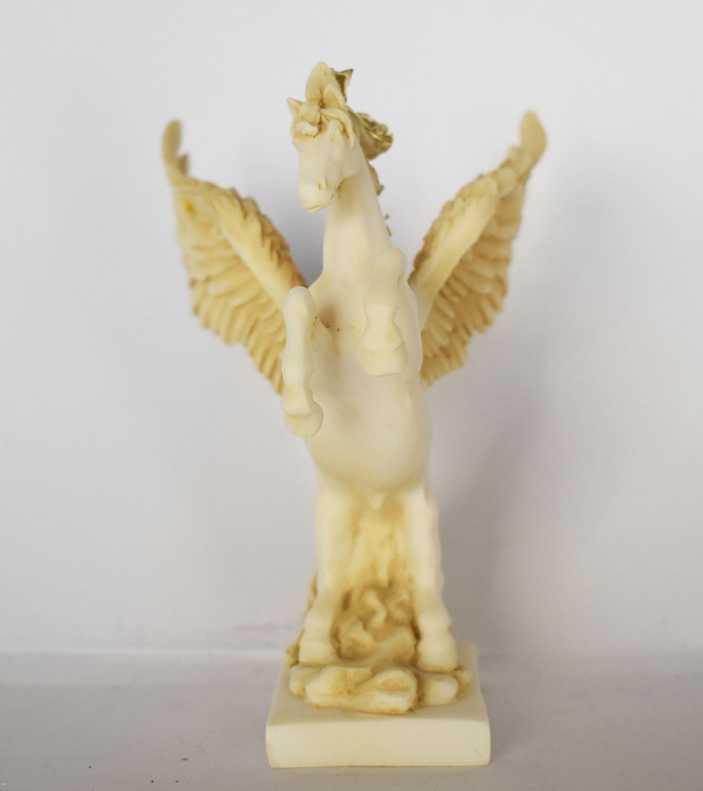 Pegasus - Mythical Immortal Winged Divine Horse - Bellerophon defeats Chimera - Constellation - Aged Alabaster Statue