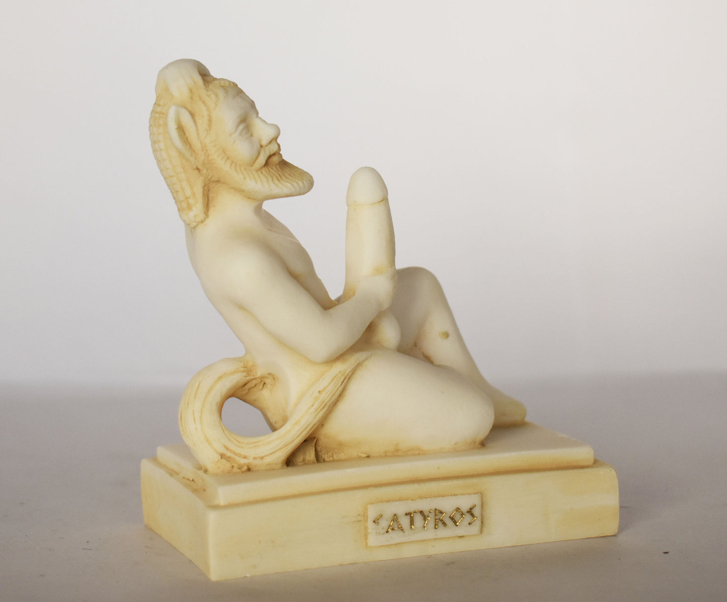 Satyr Silenus - Nature Spirit - One of a class of Lustful, Drunken Woodland Gods - Ready for Every Physical Pleasure - aged alabaster statue