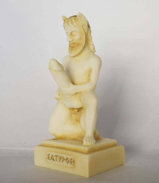 Satyr Silenus - Male Nature Spirit - Attendant of Pan and Dionysus - part man and part beast - Ready for Every Physical Pleasure - Alabaster