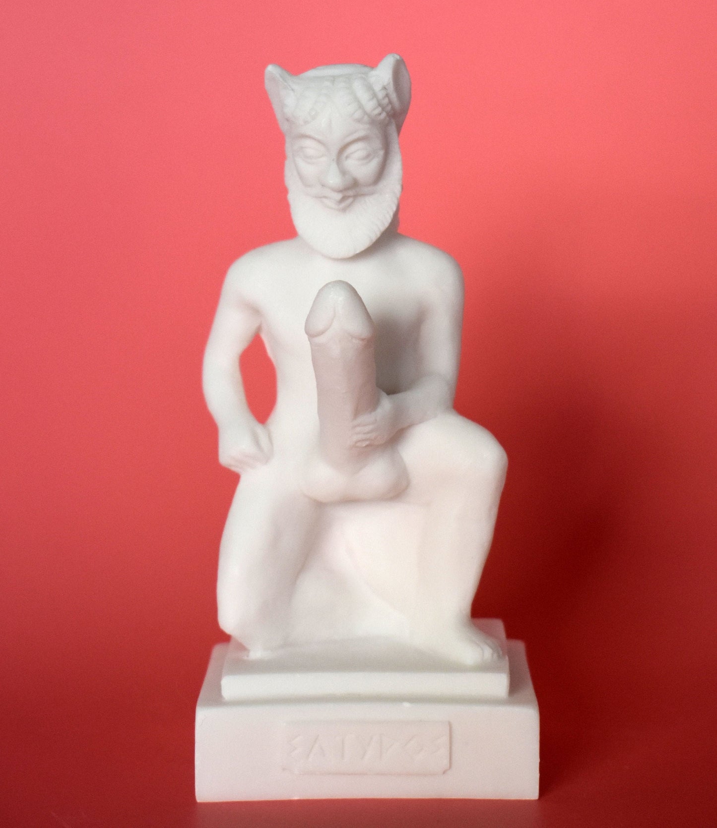 Satyr Silenus - male creature who inhabited woodlands and forests in Greek mythology - Ready for Every Physical Pleasure - Alabaster Statue