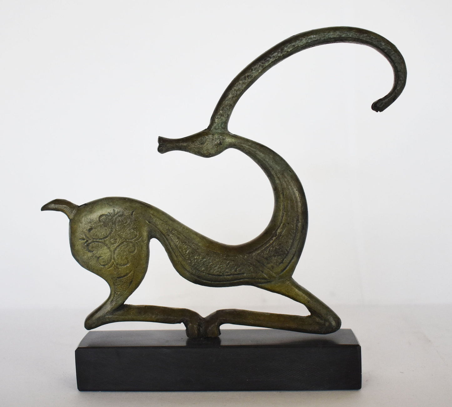 Graceful Ibex - pure Bronze Sculpture - marble base - Small Size - Symbol of Energy, Long Life, Fertility