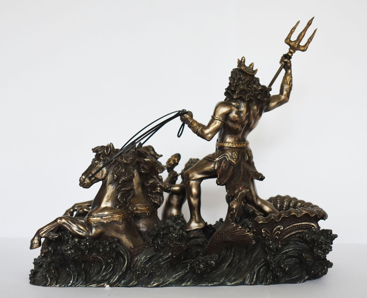 Poseidon Neptune - Greek Roman God of the Sea, Storms, Earthquakes, Horses - mover of the earth and fruitless sea - Cold Cast Bronze Resin