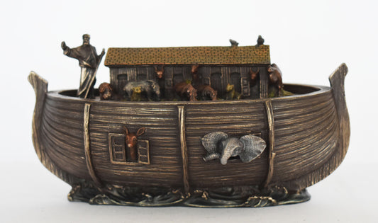 Noah's Ark - Genesis -  God spares his family and examples of all the world's animals from a world-engulfing flood - Cold Cast Bronze Resin