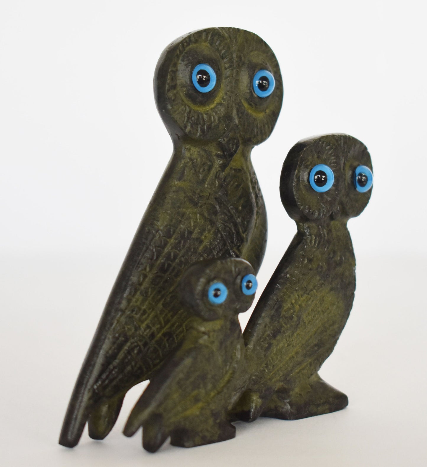 Set of three Owls - Wisdom and Intelligence - Symbol of Goddess Athena Minerva - Ancient Greece - pure bronze  statue