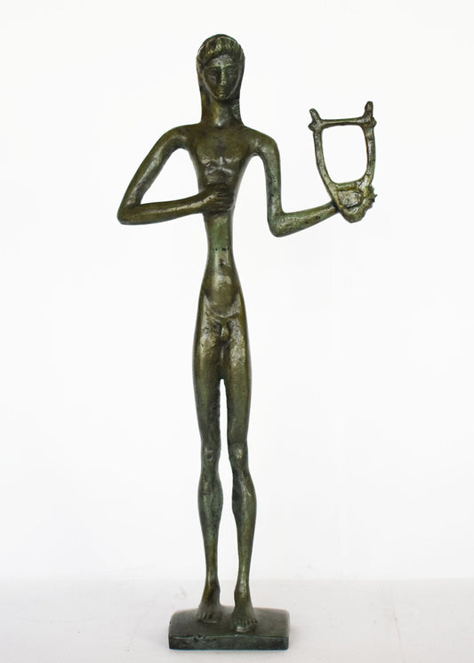 Apollo - Greek Roman  Olympian God of Sun, Light, Prophecy, Healing and Poetry  - Greek Mythology - pure bronze  statue