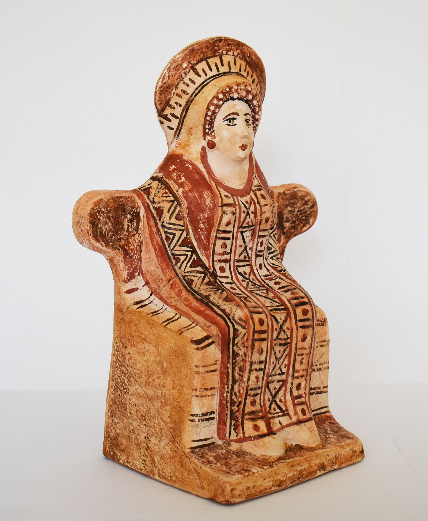 Athena Enthroned - Terracotta votive statuette, dedicated to Athena - Athens, early 5th Century BC  - Museum Reproduction - Ceramic Artifact