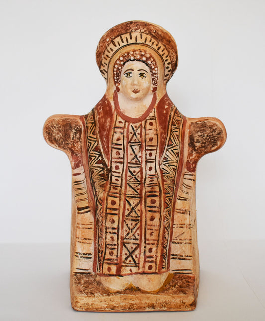 Athena Enthroned - Terracotta votive statuette, dedicated to Athena - Athens, early 5th Century BC  - Museum Reproduction - Ceramic Artifact