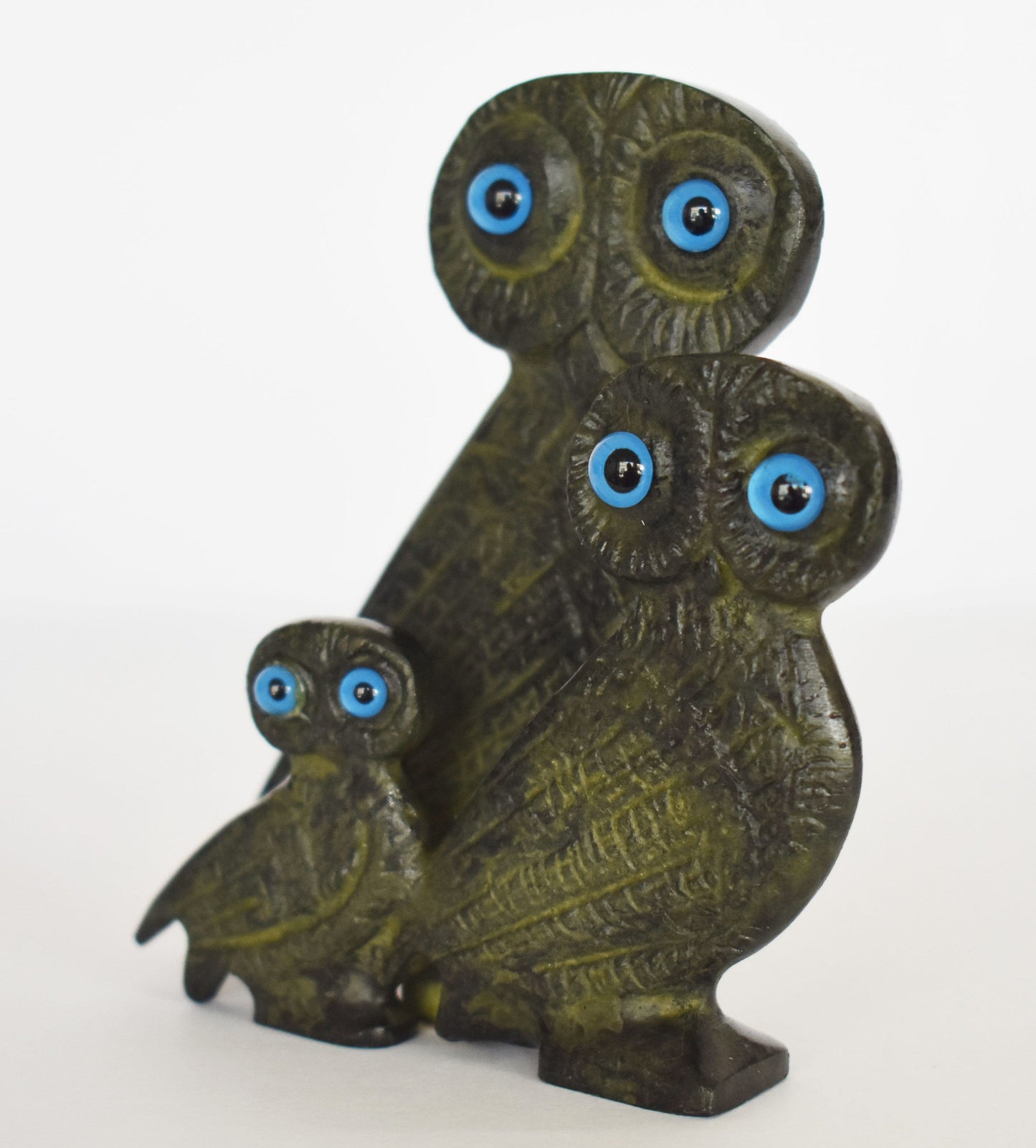 Set of three Owls - Wisdom and Intelligence - Symbol of Goddess Athena Minerva - Ancient Greece - pure bronze  statue