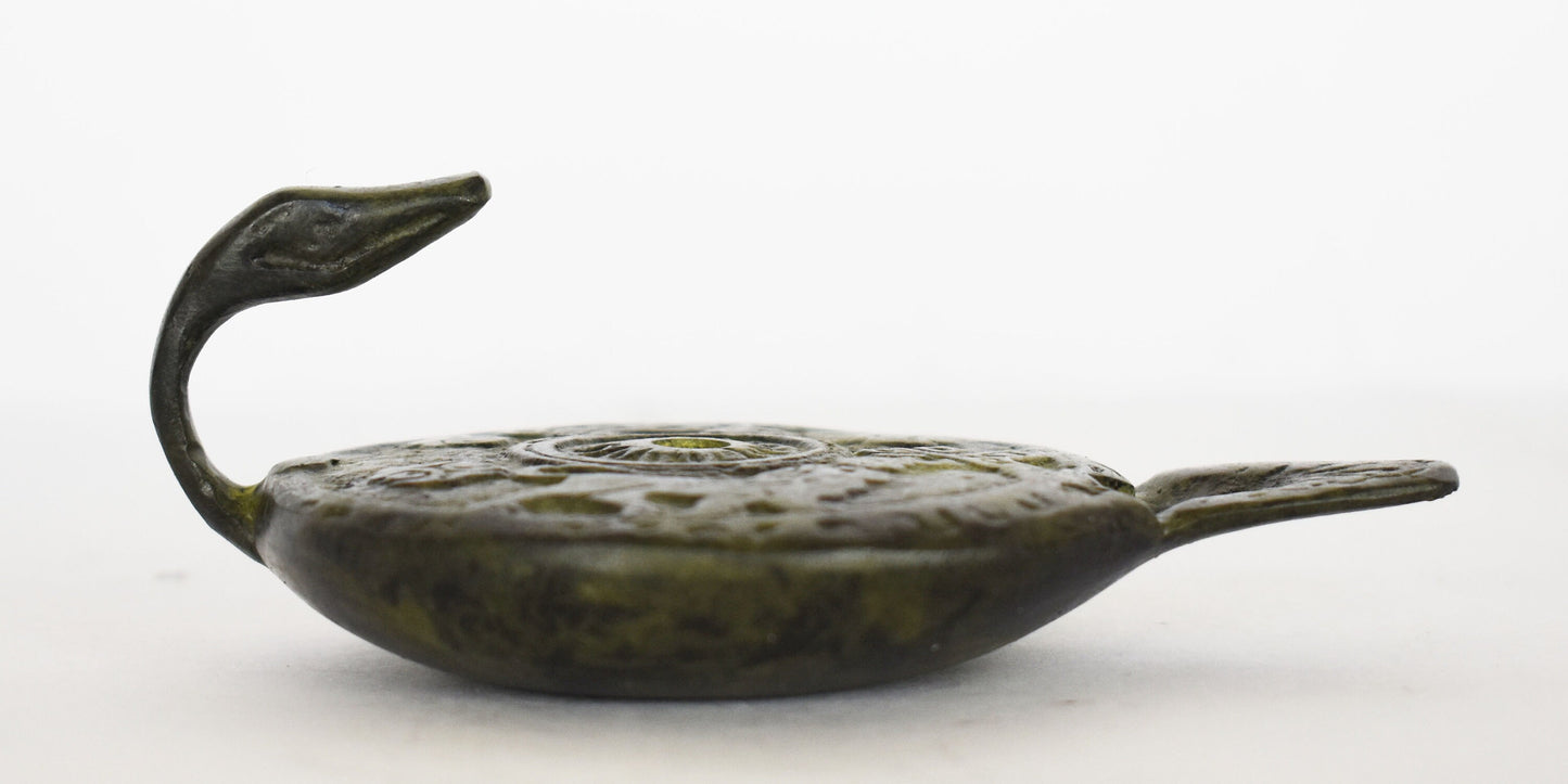 Bronze Oil Lamp - Snake Design - Symbol of Rebirth, Transformation, Immortality and Healing- Ancient Greek Reproduction Artifact