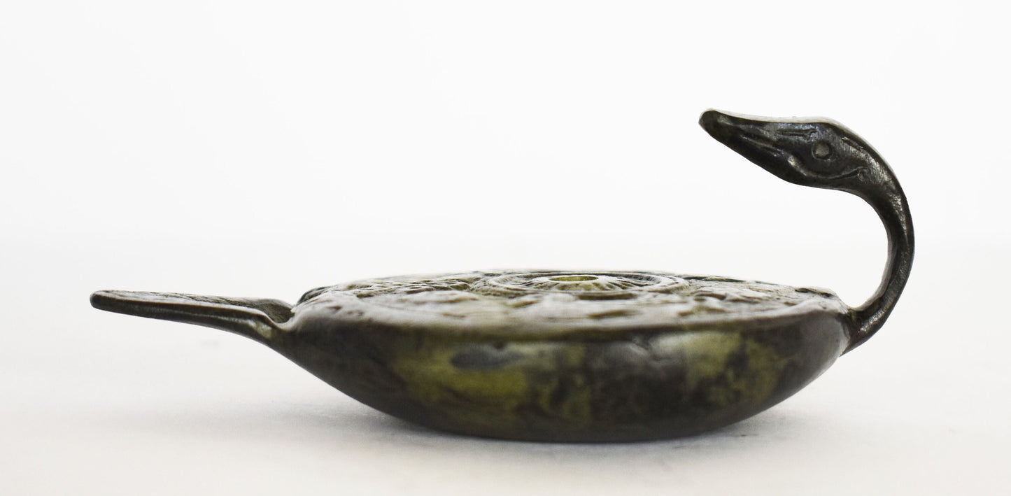 Bronze Oil Lamp - Snake Design - Symbol of Rebirth, Transformation, Immortality and Healing- Ancient Greek Reproduction Artifact