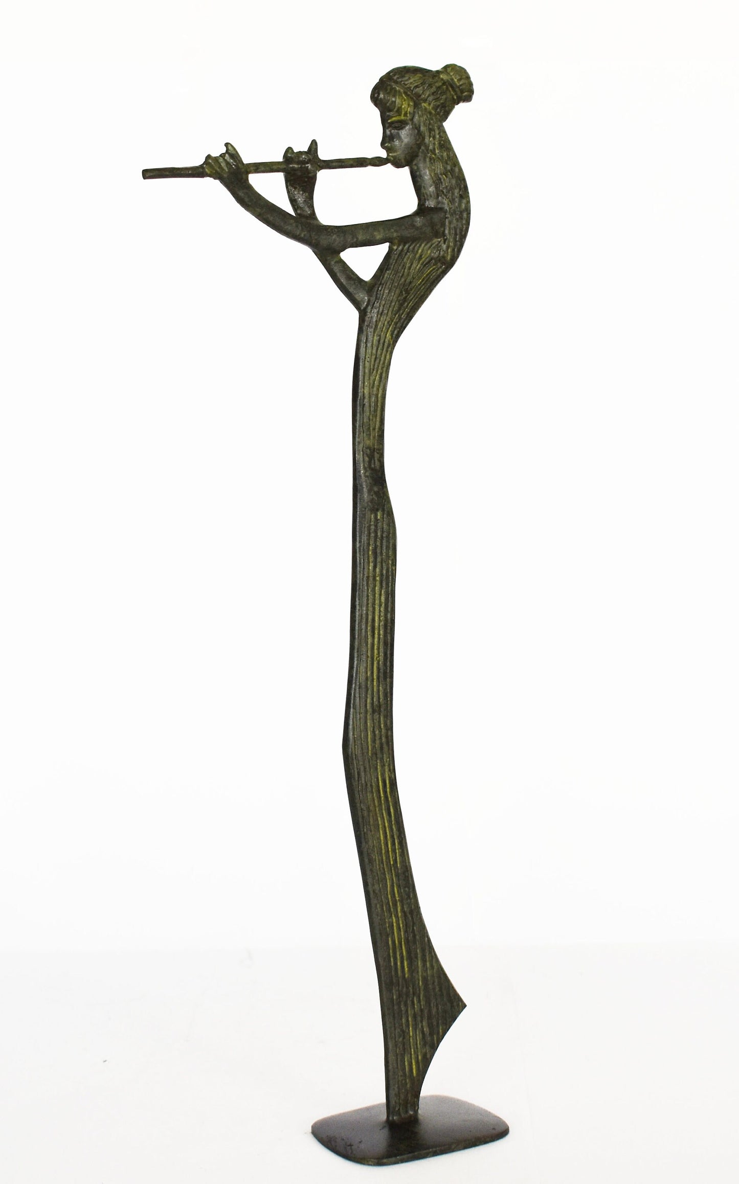 Αuletris - Woman who played the Flute to provide Entertainment - Greek Symposium - pure bronze  statue