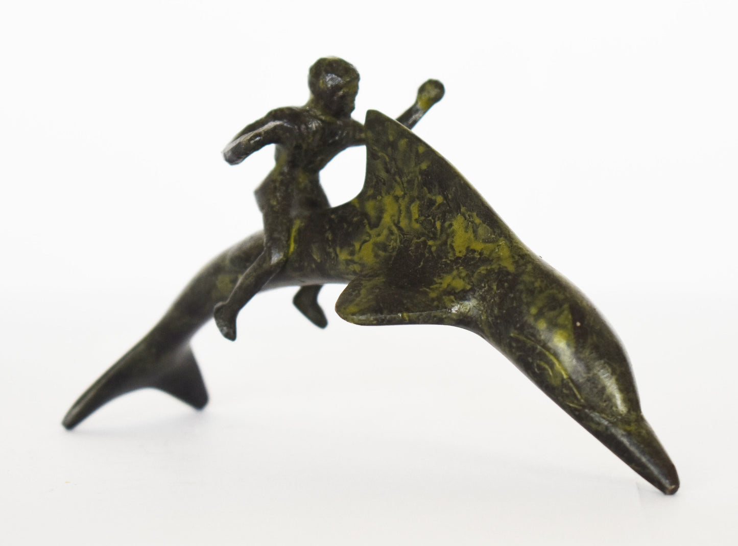 Arion - Myth of his Kidnapping by Pirates and Miraculous Rescue by Dolphins - pure Bronze Sculpture