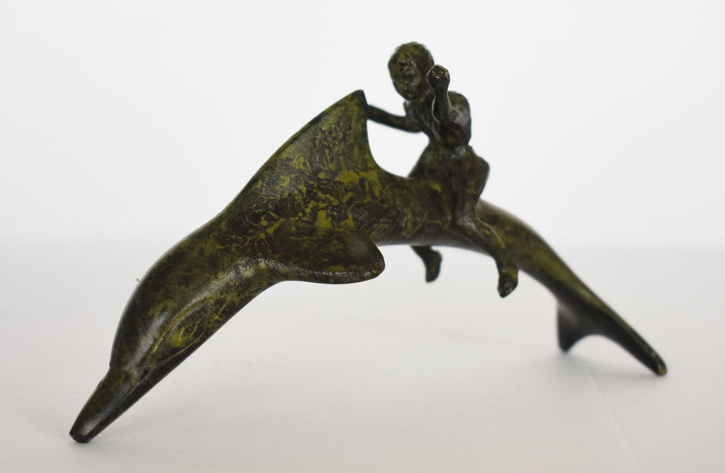 Arion - Myth of his Kidnapping by Pirates and Miraculous Rescue by Dolphins - pure Bronze Sculpture