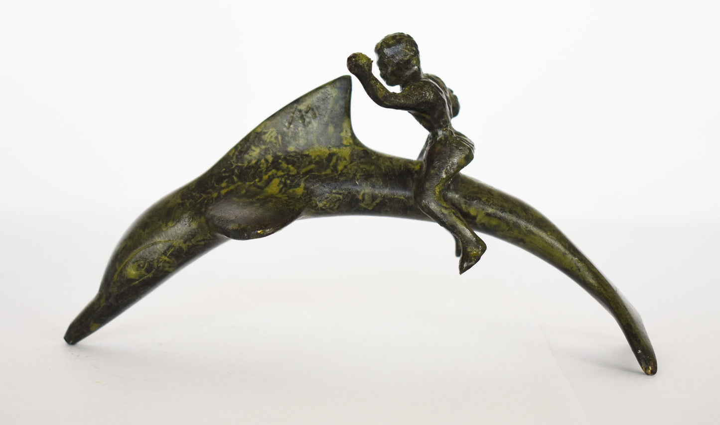 Arion - Myth of his Kidnapping by Pirates and Miraculous Rescue by Dolphins - pure Bronze Sculpture