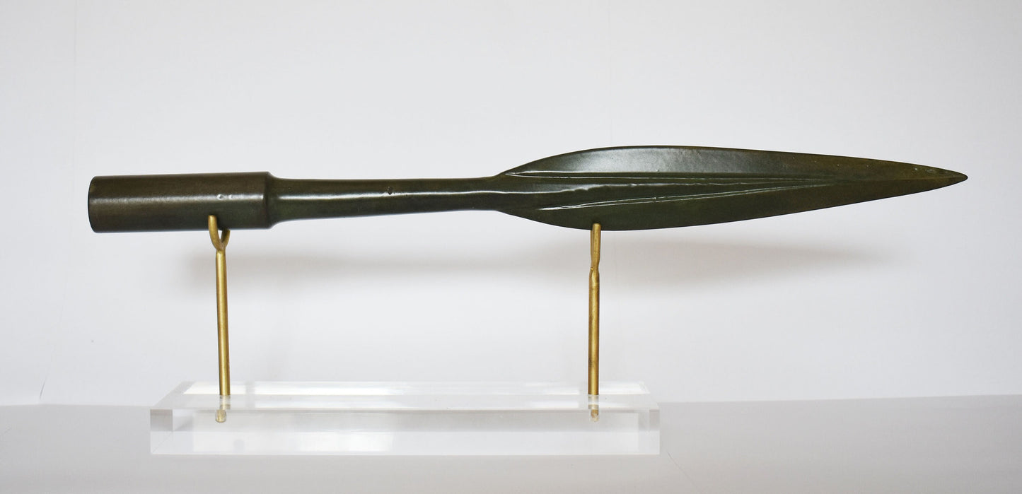 Head of Spartan Spear - Dory - King Leonidas - 300 - Battle of Thermopylae - 480 BC - Reproduction - Plexiglass Base - pure bronze