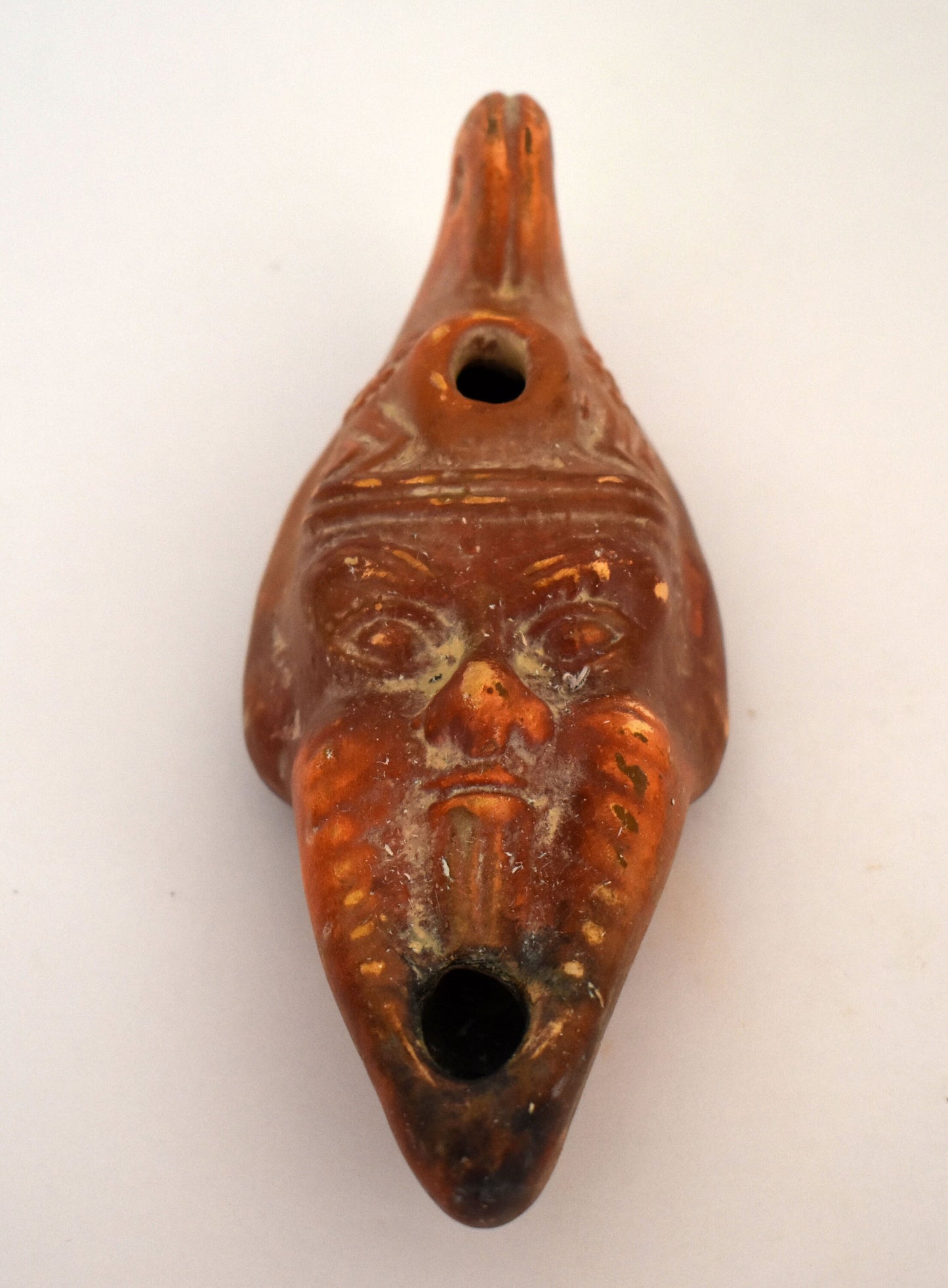 Oil Lamp - Athens, Attica - 600 BC - Pan, God of the wild, shepherds and flocks, rustic music - Museum Replica - Ceramic Artifact