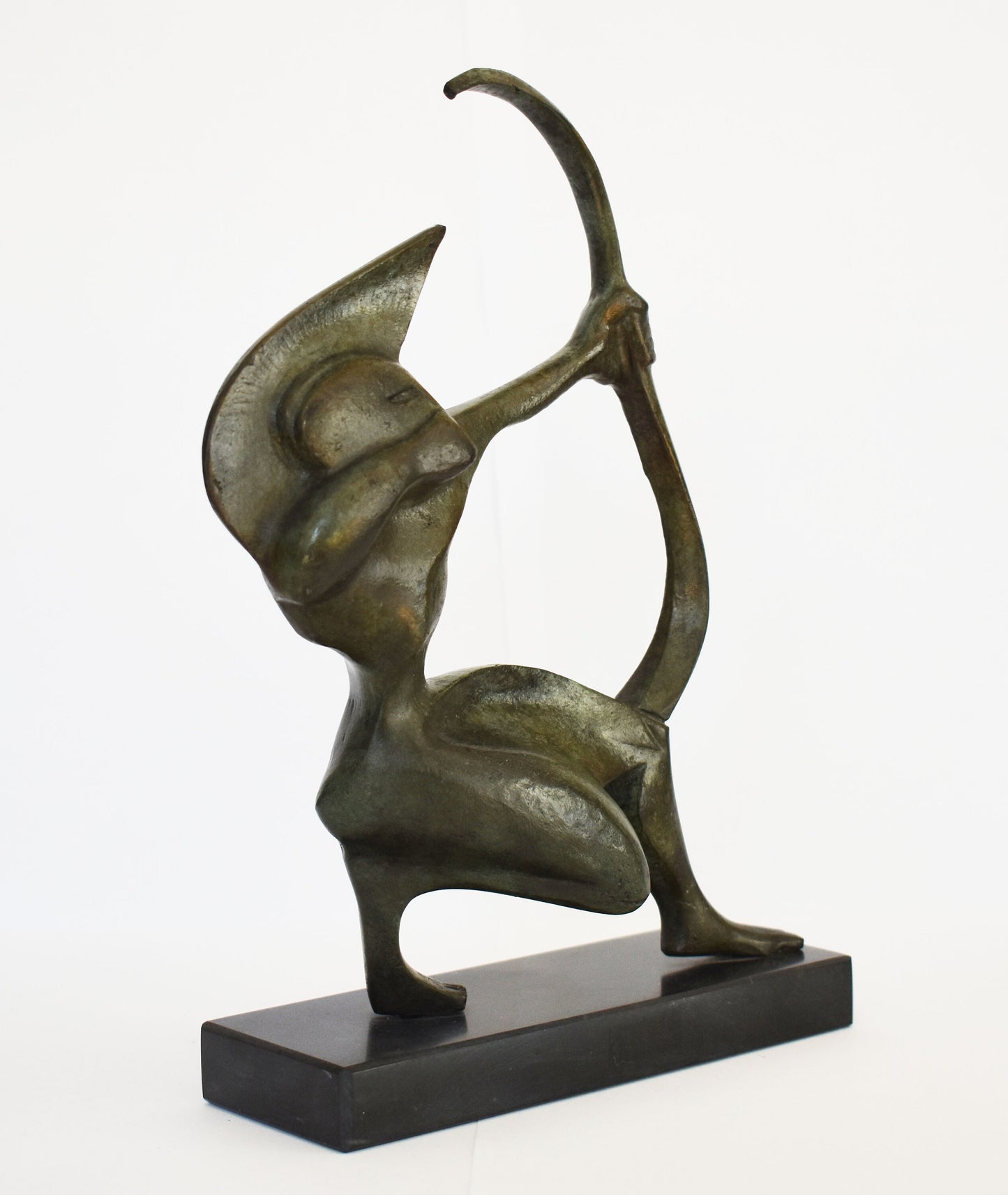 Hercules with Bow - Modern Style - Immortal Divine Ancient Greek Hero - Marble Base -  pure bronze  statue