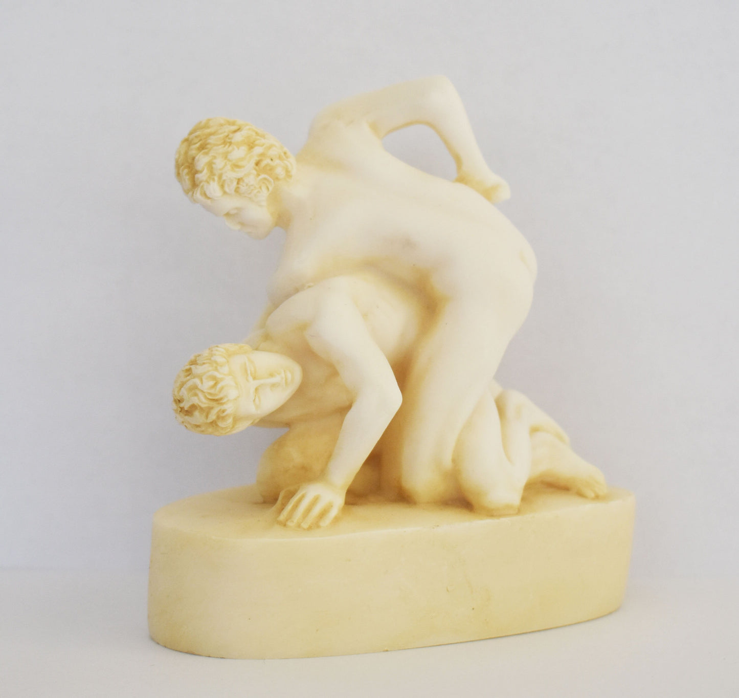 Pankration Athletes - Ancient Combat Sport - Wrestling and Boxing techniques - Olympic Games - Alabaster Aged sculpture