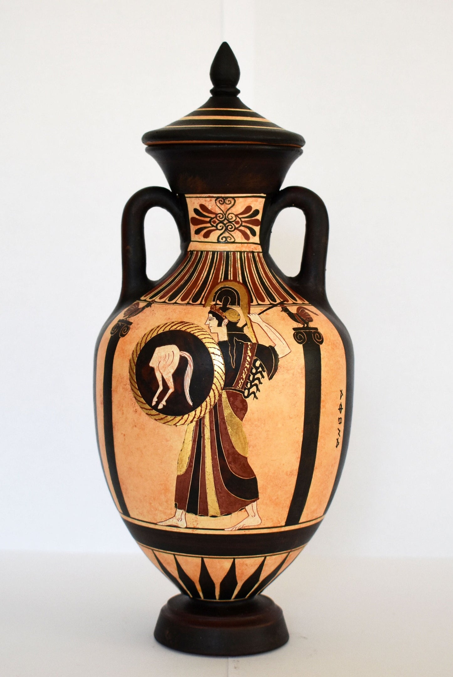 Athena - Goddess of Wisdom, Strength, Strategy - Pankration Athletes - Ancient Combat Sport - Ceramic Vase