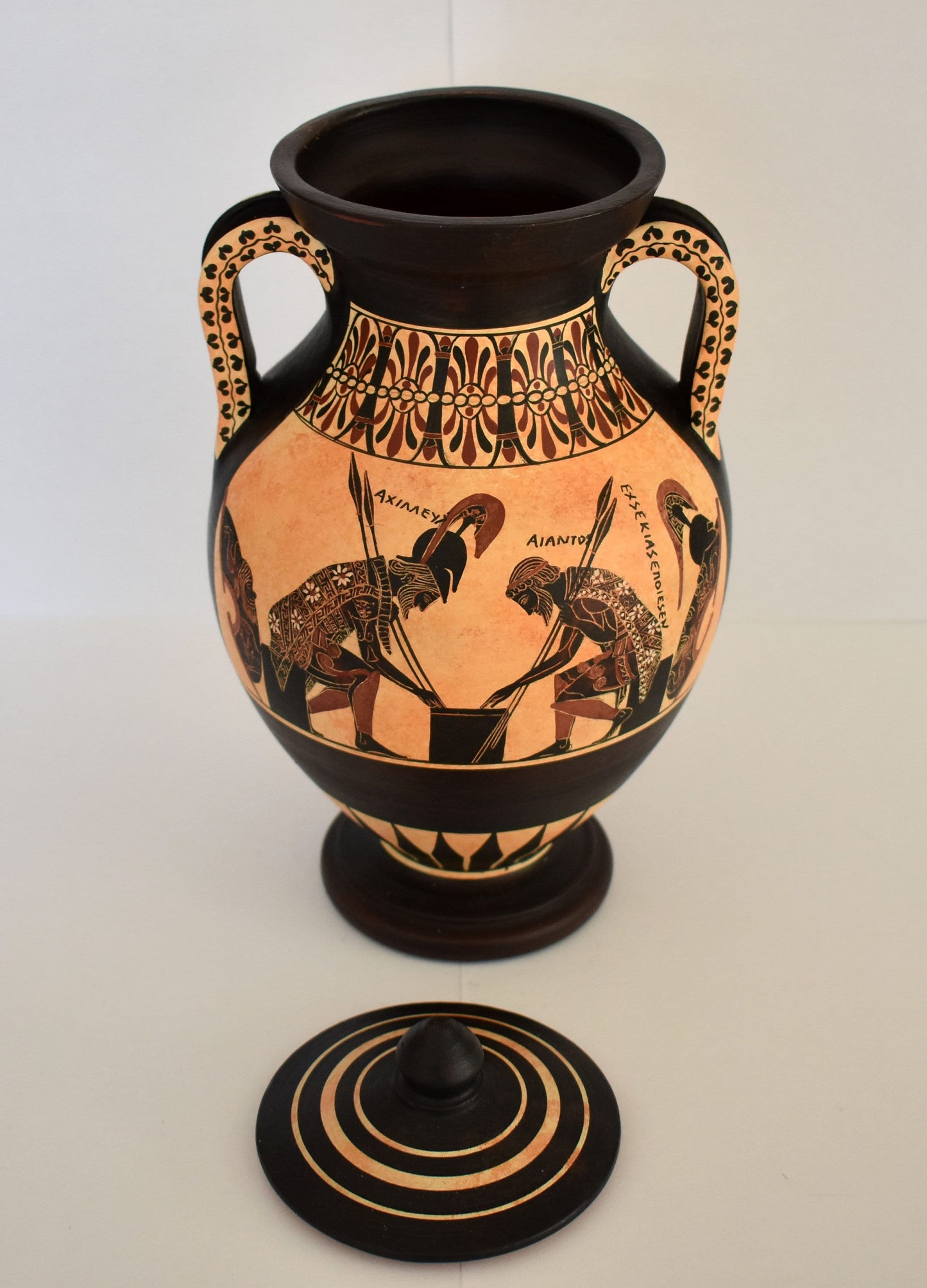 Achilles and Ajax Playing a Board Game - Trojan War, Homer's Iliad - Attic Black Figure - Musei Vaticani - Replica - Ceramic Vase