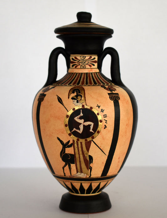 Athena - Goddess of Wisdom, Strength, Strategy - Athenian Runners in Ancient Olympic Games - Classic Period - 600 BC - Ceramic Vase