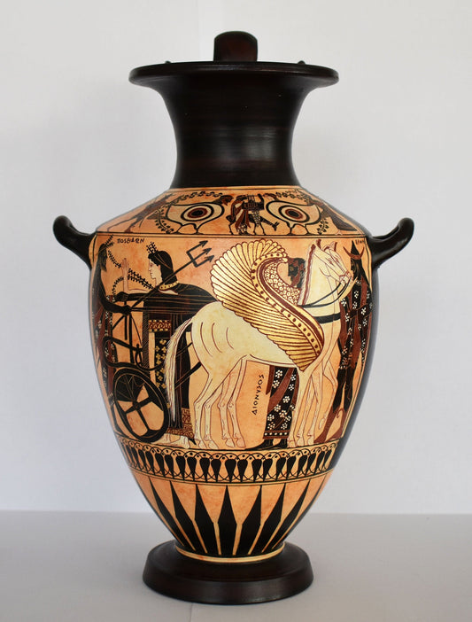 Athena and Poseidon’s Contest for Athens - Ancient Greek Olympian Gods - Classic Period - 600 BC - Ceramic Vase