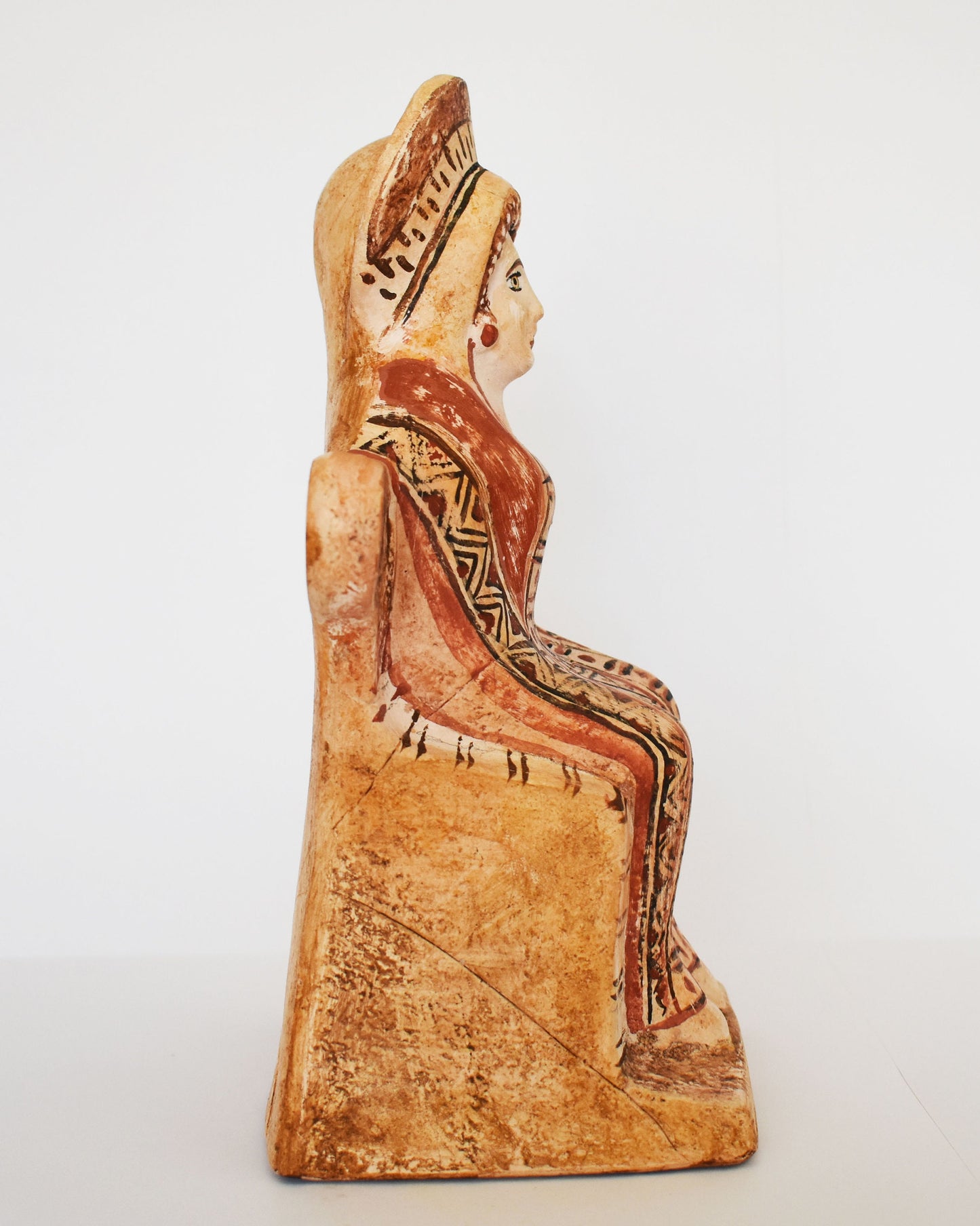 Athena Enthroned - Terracotta votive statuette, dedicated to Athena - Athens, early 5th Century BC  - Museum Reproduction - Ceramic Artifact