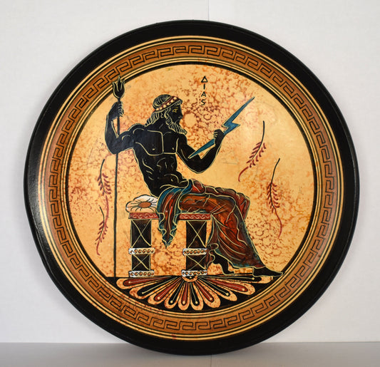 Zeus - God of the Sky, Law and Order, Destiny and Fate - King of the Gods of Mount Olympus - Ceramic plate - Handmade in Greece