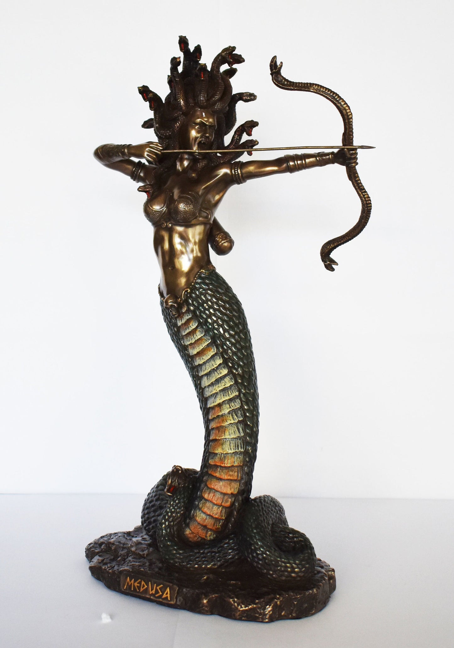 Medusa - Gorgo - Snake-Haired Gorgon - Snake Lady -  Monster Figure  - Perseus and Goddess Athena Myth - Cold Cast Bronze Resin