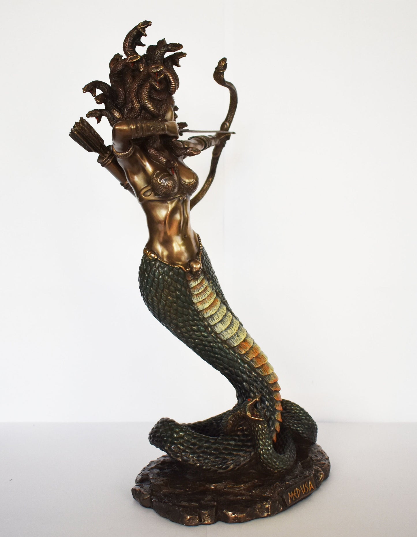 Medusa - Gorgo - Snake-Haired Gorgon - Snake Lady -  Monster Figure  - Perseus and Goddess Athena Myth - Cold Cast Bronze Resin