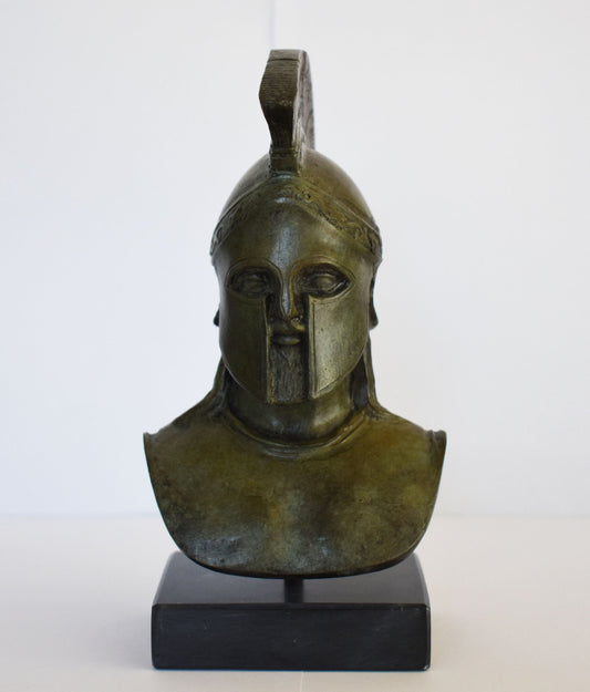 Leonidas Bust - Spartan King - Ancient Greek Hero of Thermopylae - Marble Base - Museum Reproduction - pure bronze  statue