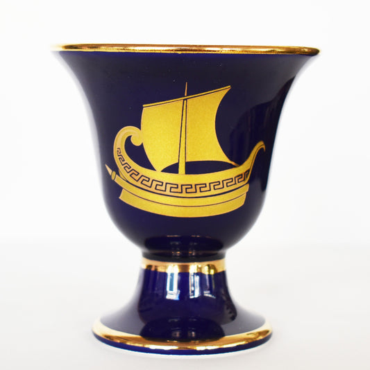 Pythagoras Cup - Fair Cup, Cup of Justice - Athenian Trireme - Dolphin, Poseidon's Symbol - Ceramic  - Handmade in Greece