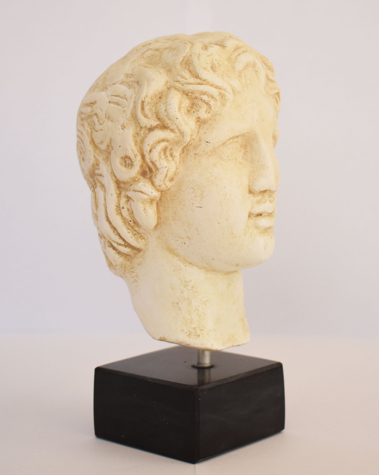 Alexander the Great - Macedonian King - Student of Aristoteles, Son of Philip - Marble Base - Museum Reproduction - Head Bust