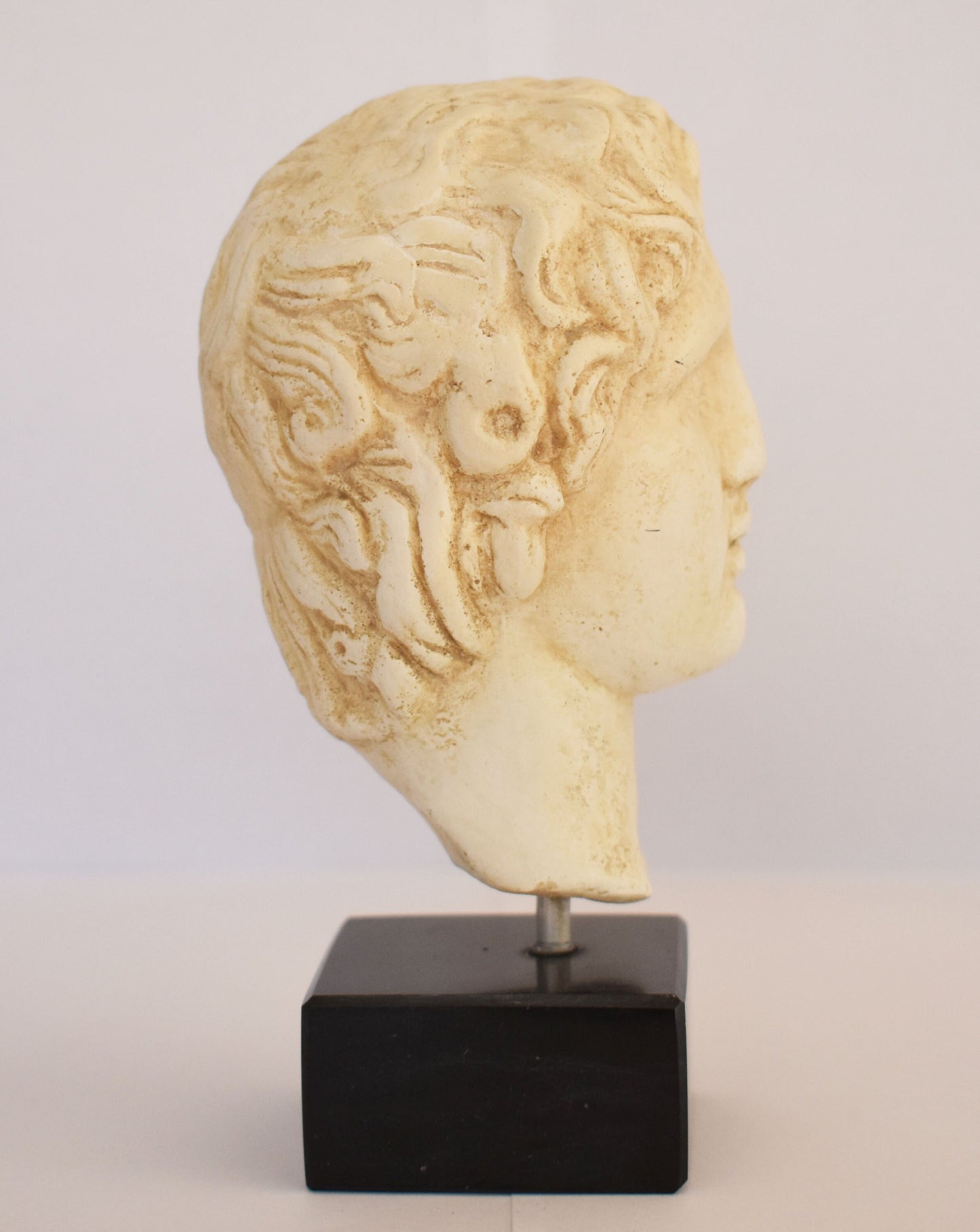 Alexander the Great - Macedonian King - Student of Aristoteles, Son of Philip - Marble Base - Museum Reproduction - Head Bust