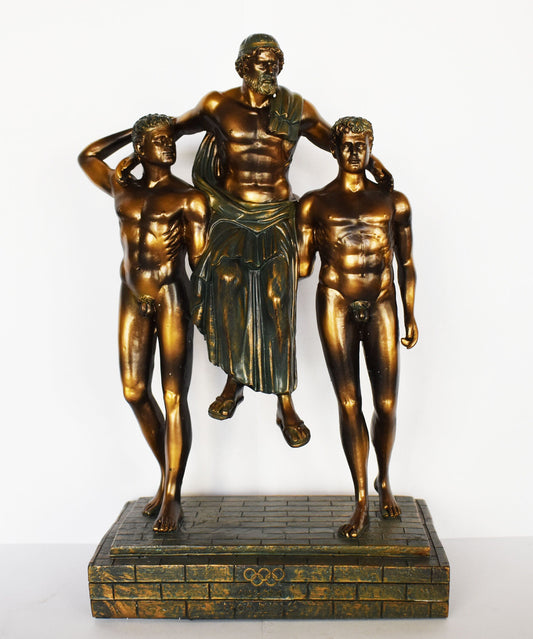 Diagoras with his Sons - Olympic Victor in Boxing, from the Island of Rhodes - A famous Story Through the Ages - Cold Cast polyResin