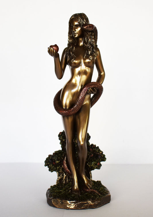 Eve -  First Woman, Adam's Wife - Tree of the Knowledge of Good and Evil - Serpent- Garden of Eden - Cold Cast Bronze Resin