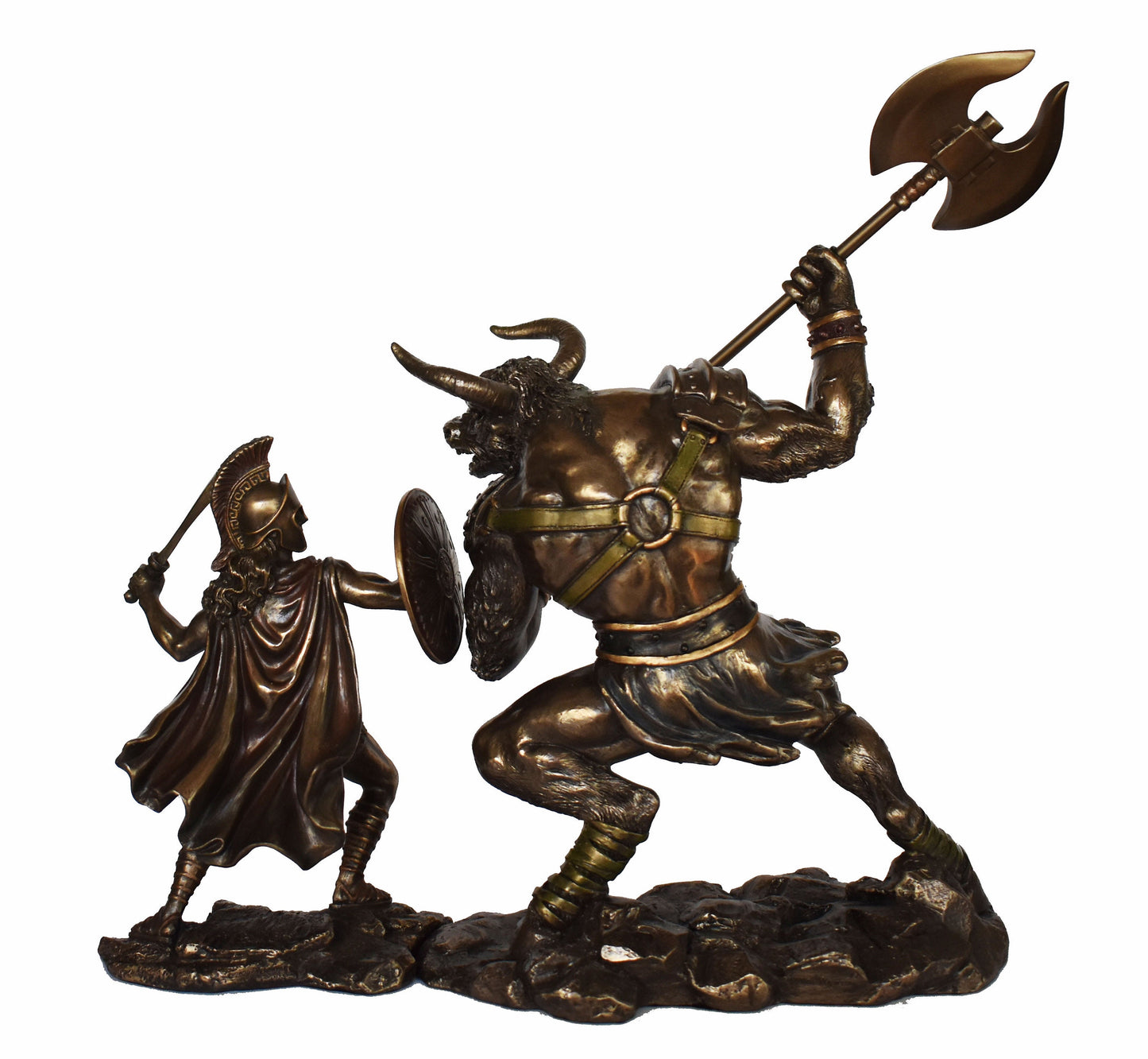 Theseus and the Minotaur - Set - Fight in the Labyrinth of Crete - Hero against Beast - Cold Cast Bronze Resin