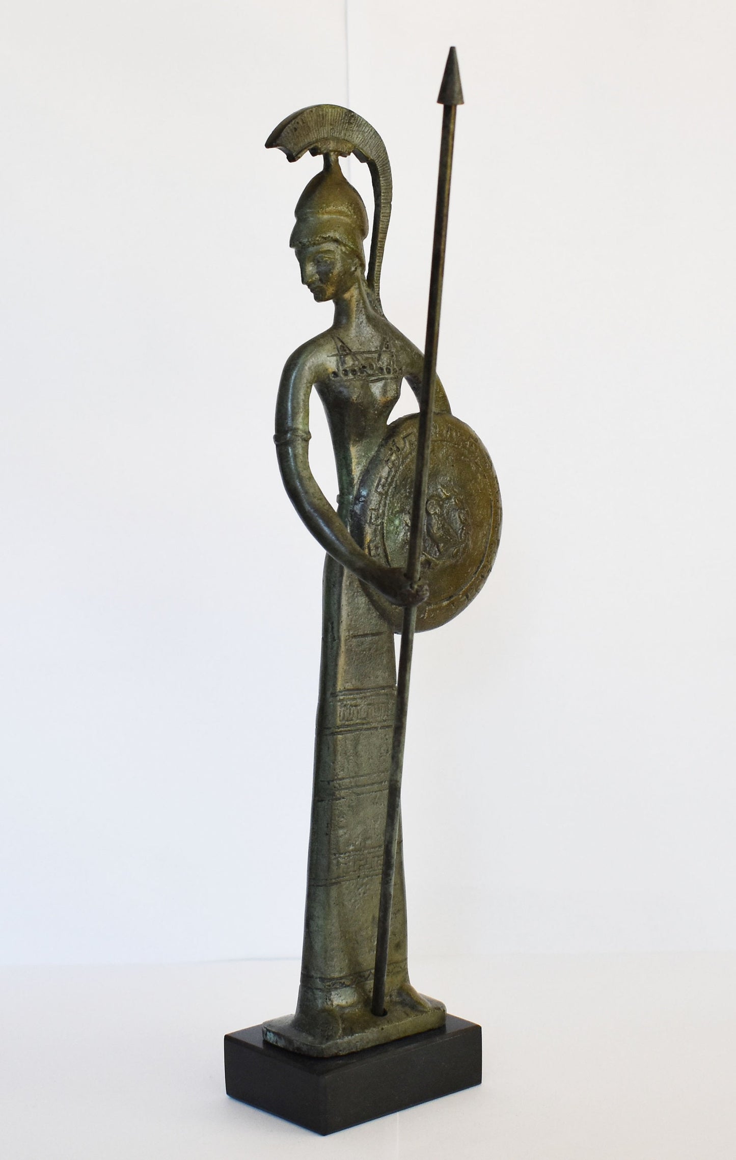 Athena Minerva with Owl and Spear - War Strategy, Giving Heroes Courage, and Inventing useful items and crafts - Greek - pure bronze  statue
