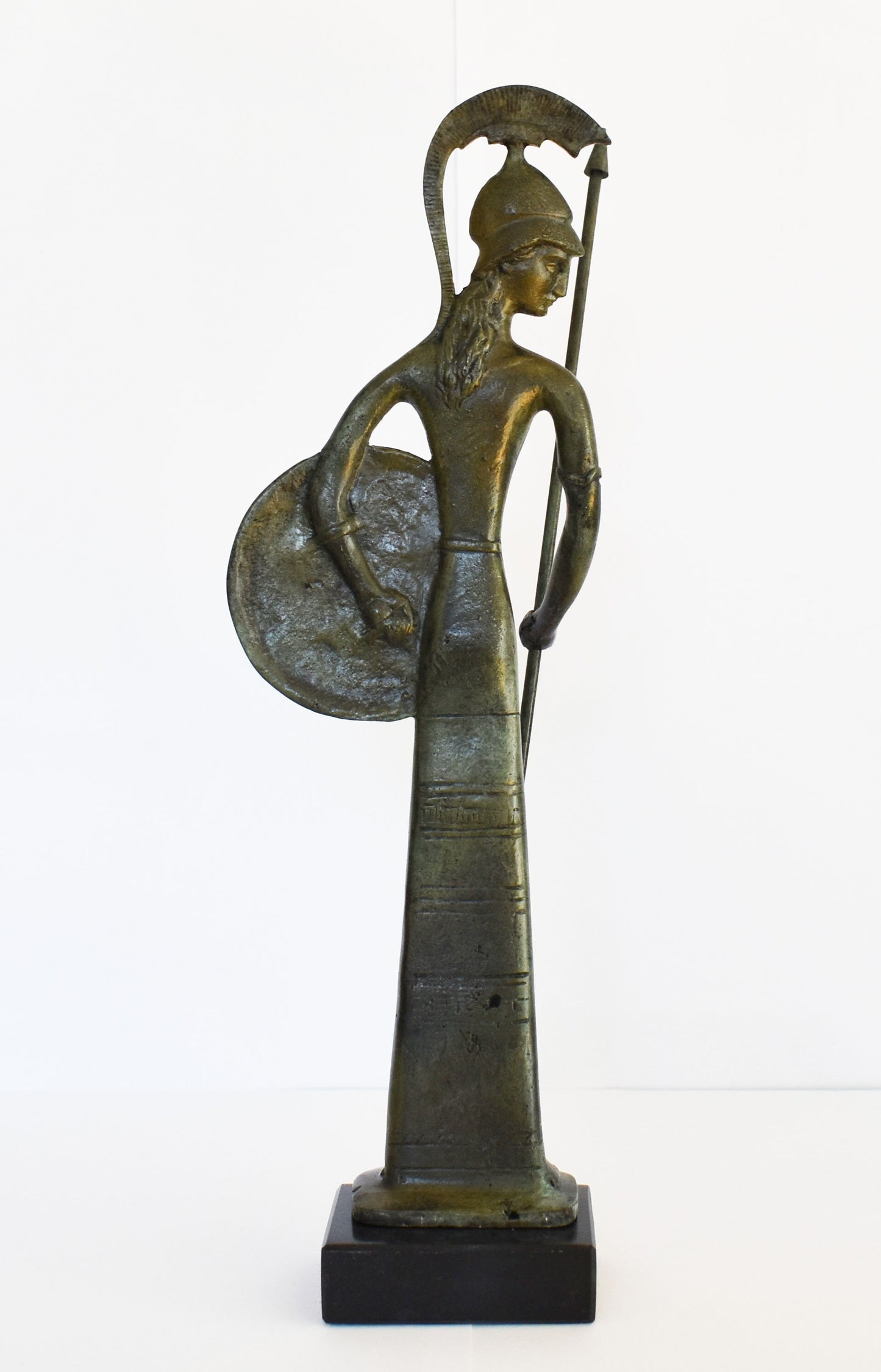 Athena Minerva with Owl and Spear - War Strategy, Giving Heroes Courage, and Inventing useful items and crafts - Greek - pure bronze  statue