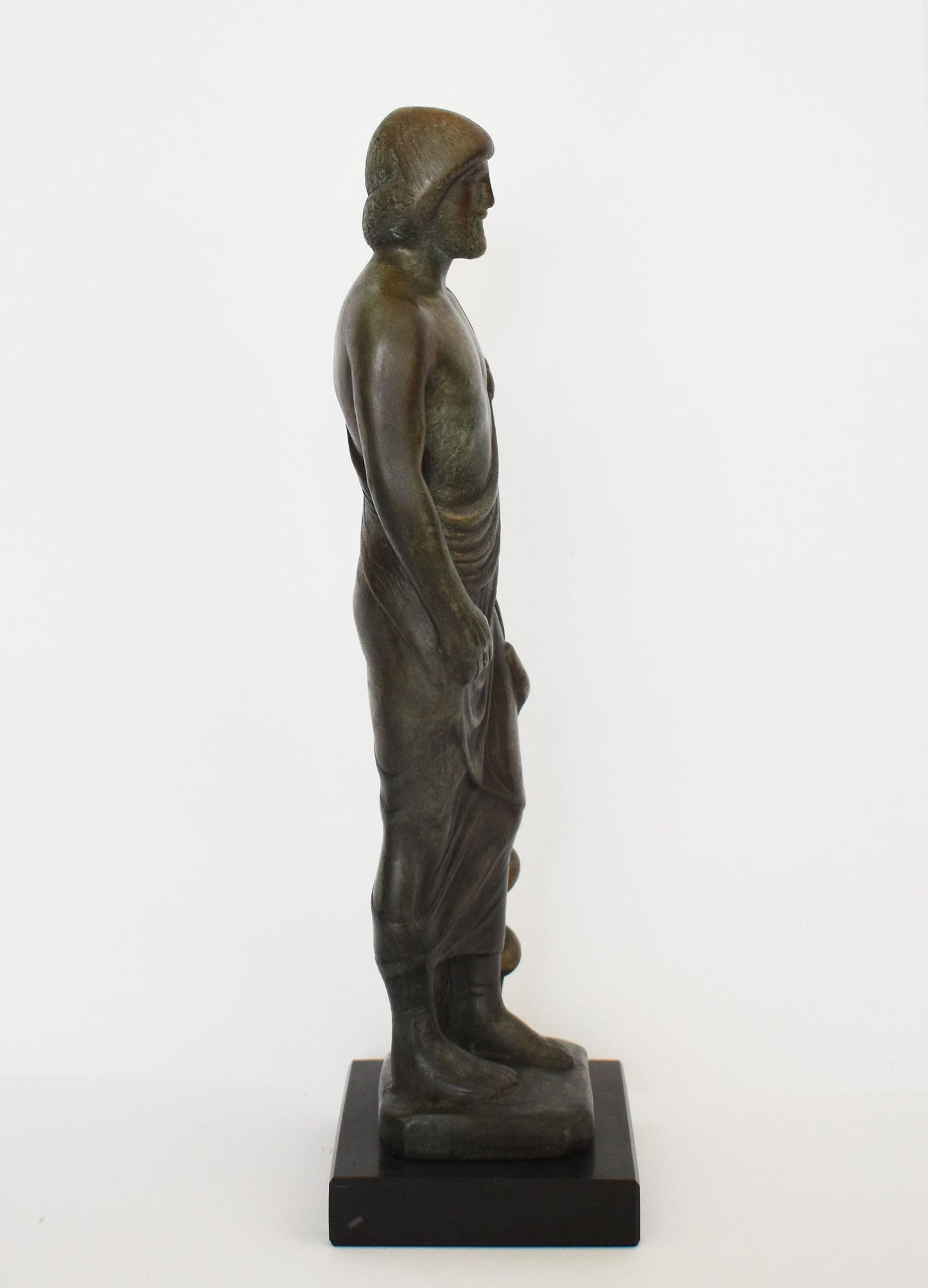 Asclepius - Greco-Roman God of Medicine, Son of Apollo - Marble Base - Museum Reproduction - Bronze Colour Effect