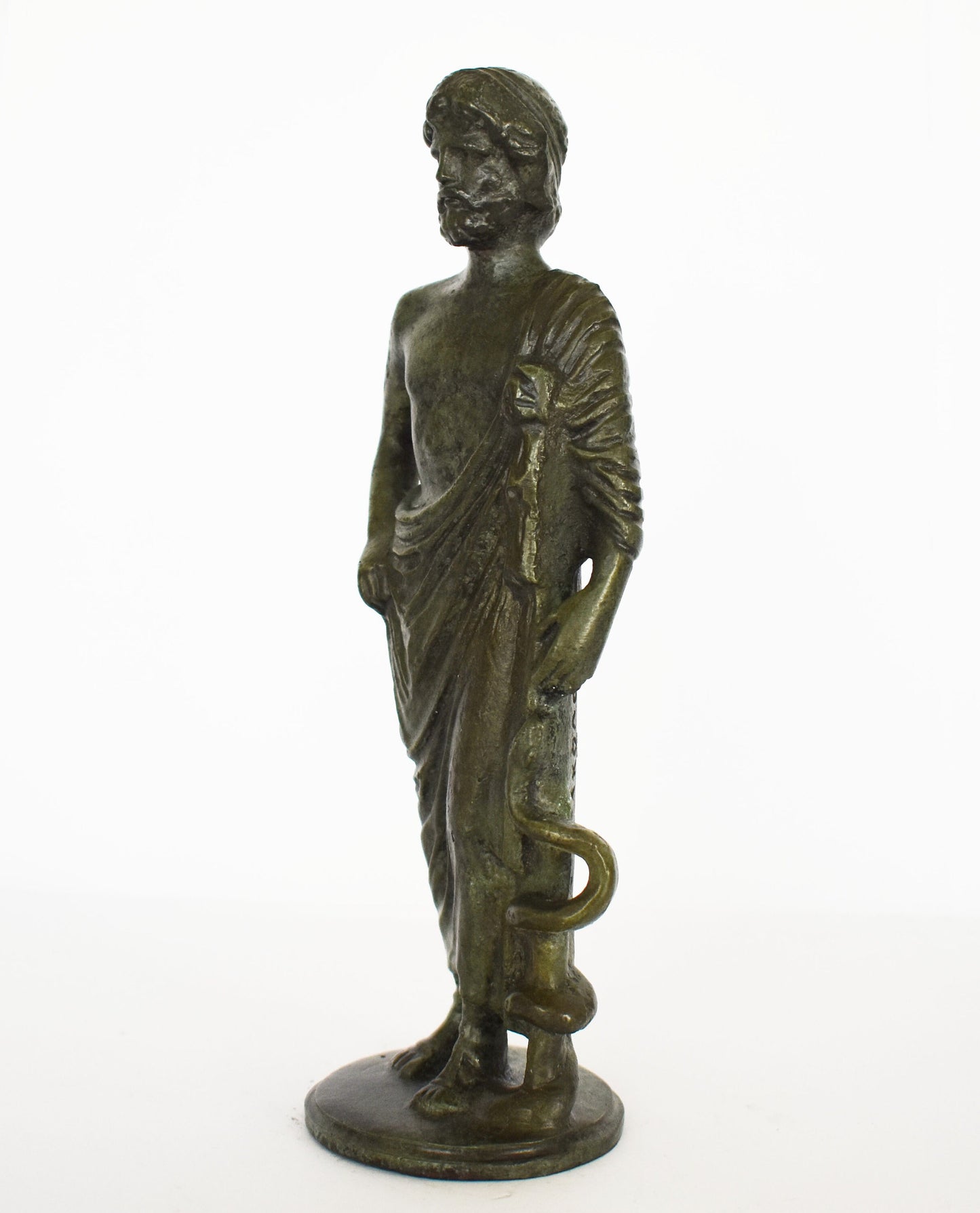 Asclepius - Ancient Greek God of Medicine, Healing, Doctors - Son of Apollo - Father of Hygeia, Iaso, Panacea, Aegle - pure bronze  statue