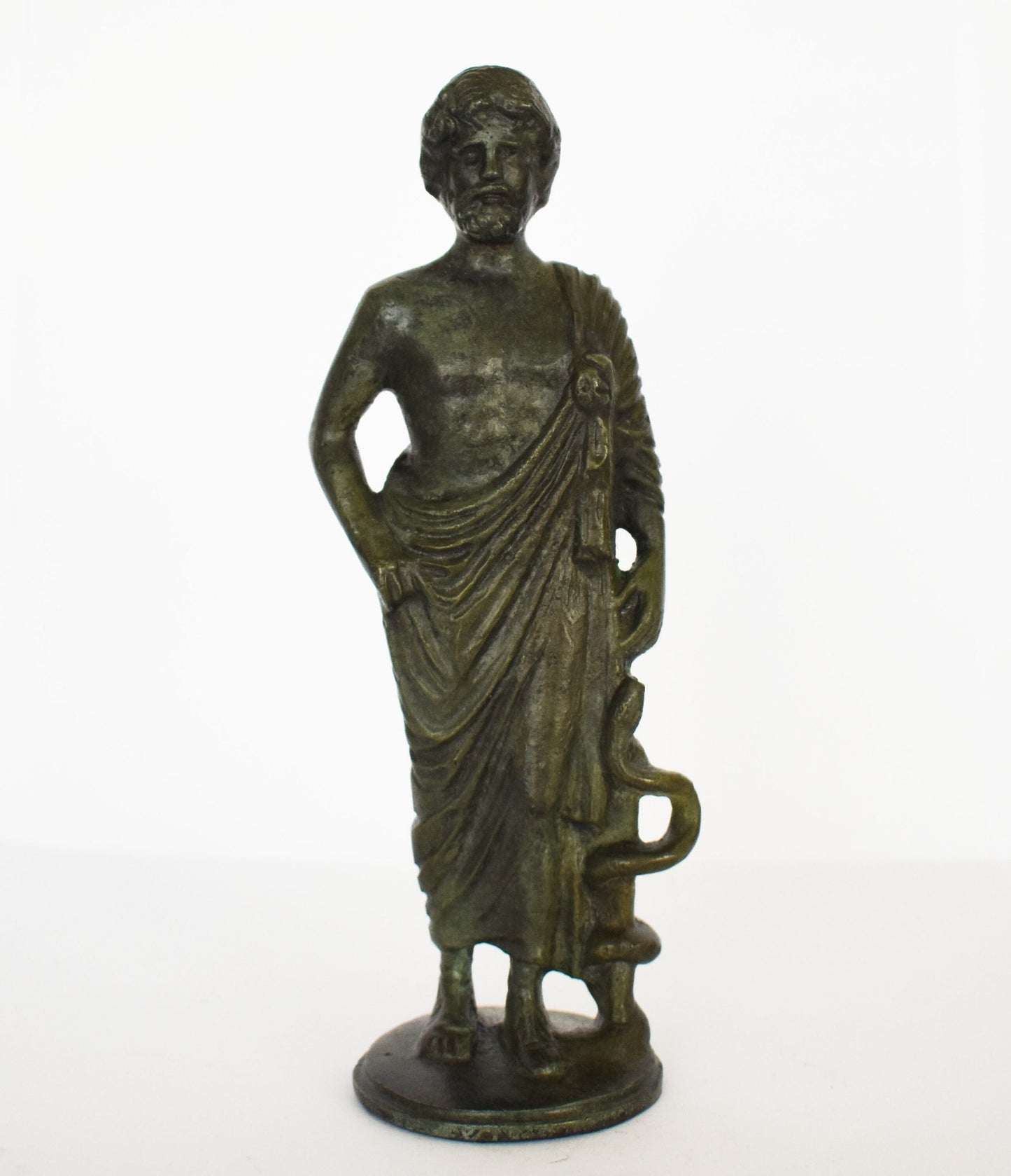 Asclepius - Ancient Greek God of Medicine, Healing, Doctors - Son of Apollo - Father of Hygeia, Iaso, Panacea, Aegle - pure bronze  statue