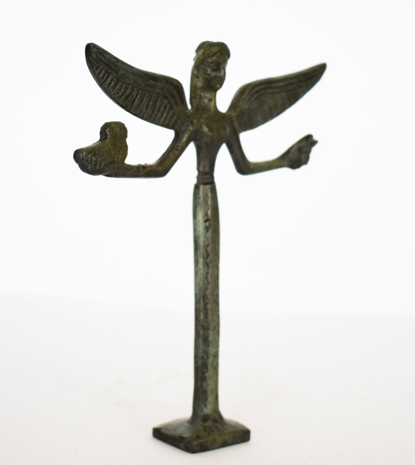Nike Victoria with Owl, Symbol of Wisdom - Greek Roman Winged Goddess of Victory - pure Bronze Sculpture
