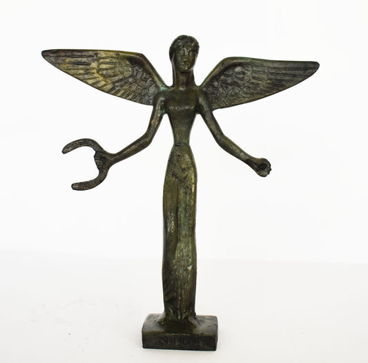 Nike Victoria with Wreath , Symbol of Winners - Greek Roman Winged Goddess of Victory - pure Bronze Sculpture