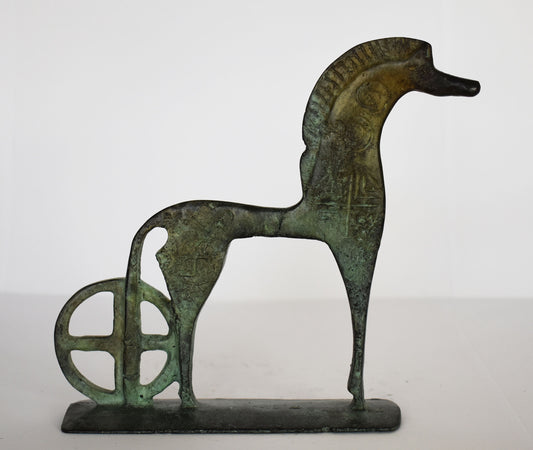 Horse with Wheels from Olympia - Museum replica - pure Bronze Sculpture - Symbol of Wealth and Prosperity