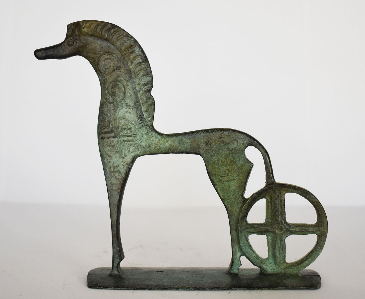 Horse with Wheels from Olympia - Museum replica - pure Bronze Sculpture - Symbol of Wealth and Prosperity