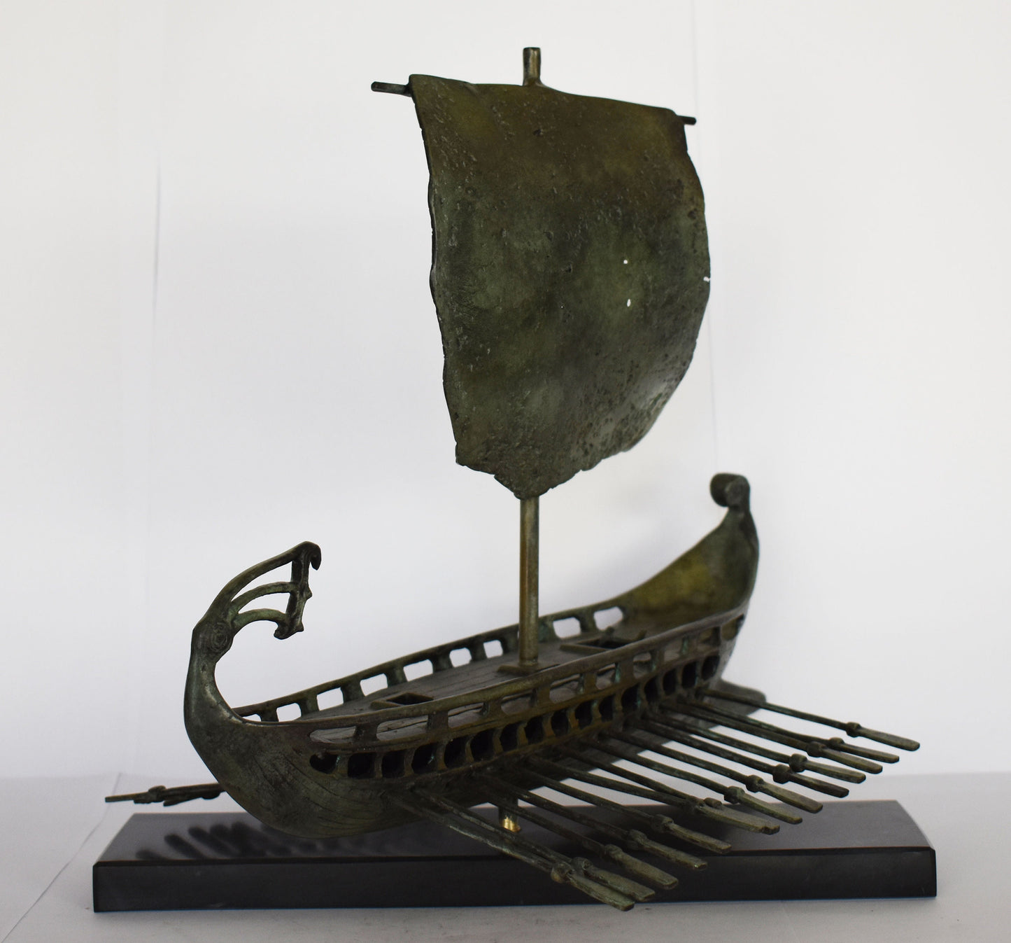 Trireme - Athenian Warship - Greco-Persian War - Salamis Battleship - 480 BC - Marble Base - pure Bronze  statue