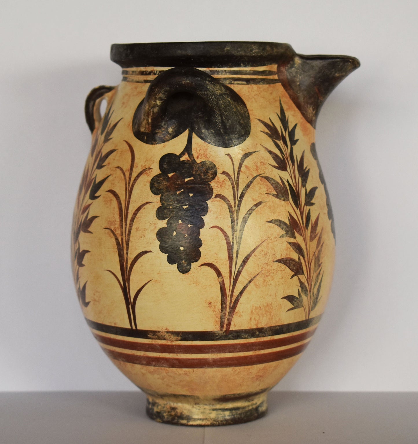 Vessel with Grapes and  Floral Design - Minoan - Akrotiri, Thera - 1700 BC - Ceramic Vase